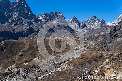 Trail to Dzongla village and Chola pass, Everest region, Nepal Stock Photo