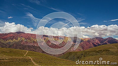 Trail to Hornocal, 14 color mountain. Colorful mountains in Jujuy, Argentina Stock Photo