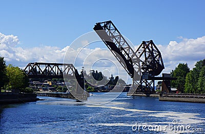 Train Trestle Bridge Open Position Stock Photo