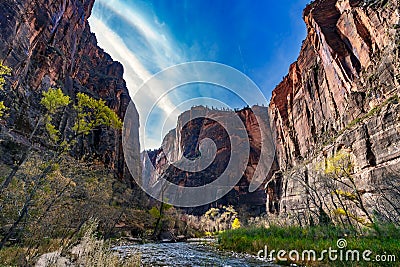 River valley in Zion National Park. Stock Photo