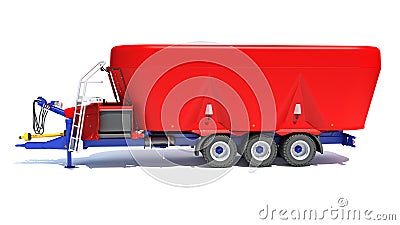 Trailed Feed Mixer farm equipment 3D rendering on white background Stock Photo