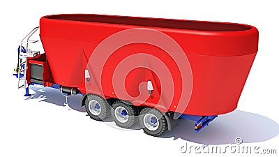 Trailed Feed Mixer farm equipment 3D rendering on white background Stock Photo