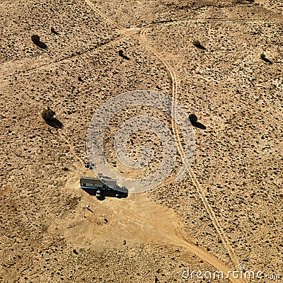 Trailer home in desert. Stock Photo