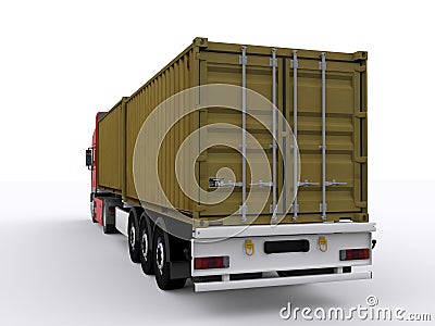 Trailer loaded with container Stock Photo