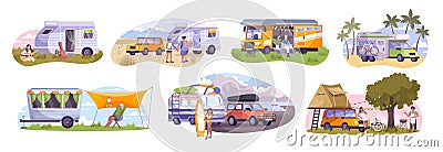 Trailer Park Set Vector Illustration