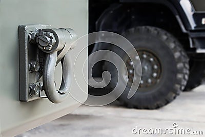 Trailer Rear tow hook for transportation. Stock Photo