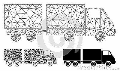 Trailer Vector Mesh Carcass Model and Triangle Mosaic Icon Vector Illustration
