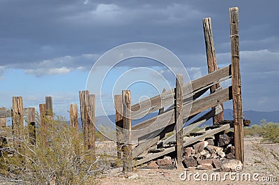 Trails End, Cattle Guard, Rustic Beauty Tonopah Arizona Stock Photo