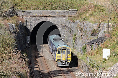 Train Blea Moor Tunnel on Settle to Carlisle line Editorial Stock Photo