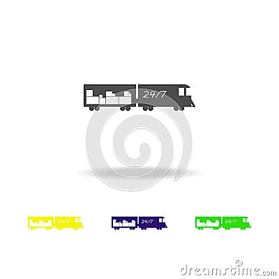 train with cargo multicolored icons. Signs and symbols collection icon for websites, web design, mobile app on white background Stock Photo