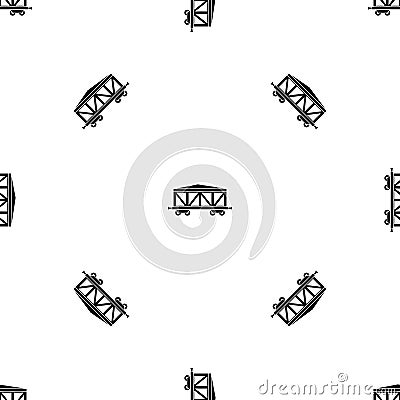 Train cargo wagon pattern seamless black Vector Illustration