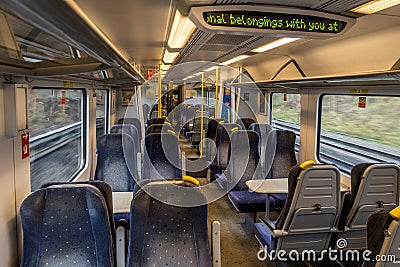 Train carriage empty seats Editorial Stock Photo