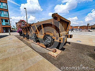 Train carriages at the docks Editorial Stock Photo