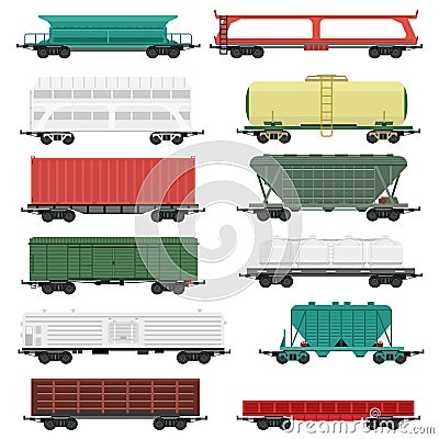 Train carriages vector set. Vector Illustration