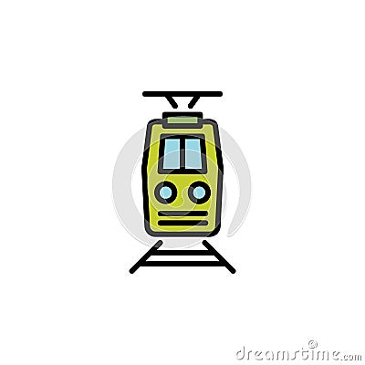 Train color icon thin line, linear, outline front view. Simple sign Vector Illustration