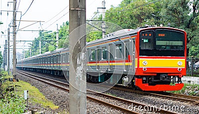 A train commuter line one of Indonesian mass transportation Stock Photo