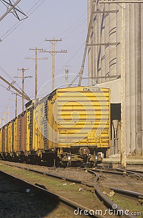 A train depot and grain silo Editorial Stock Photo