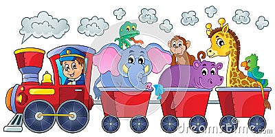 Train with happy animals Vector Illustration