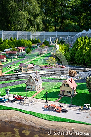 Train hobby model on the model railway Editorial Stock Photo