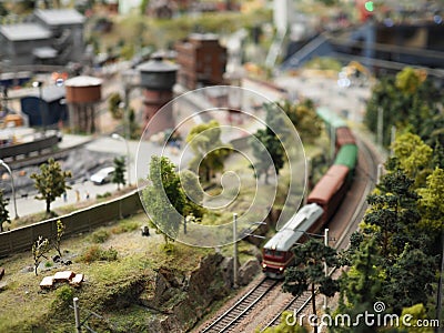 Train hobby model on the model railway Editorial Stock Photo