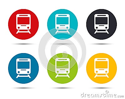 Train icon flat round button set illustration design Vector Illustration