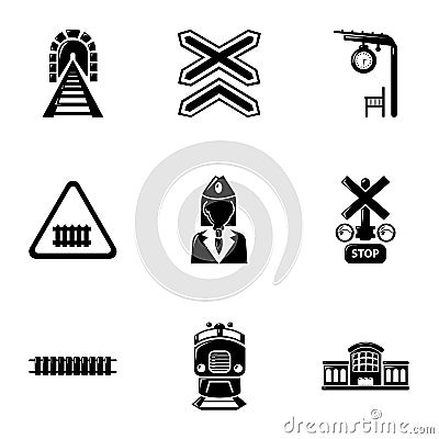 Train icons set, simple style Vector Illustration