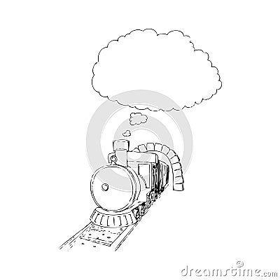 A train that leaves the tunnel Cartoon Illustration