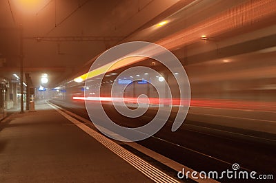 Train lights long exposure Stock Photo