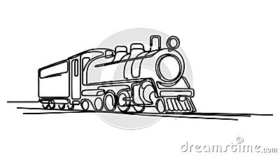 Train line art. One line continuous transport illustration. Vector Vector Illustration
