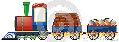 Train loaded with woods and stones Vector Illustration