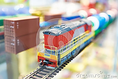 Train locomotive toy railroad Stock Photo