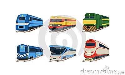 Train Locomotives Collection, Railway Carriages, Evolution of Trains Concept Vector Illustration Vector Illustration