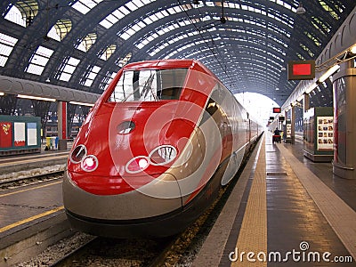 Train in Milan station Stock Photo