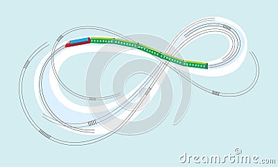 Train on the Moebius strip Vector Illustration