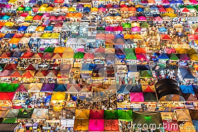 Train Night Market - Bangkok, Thailand Editorial Stock Photo