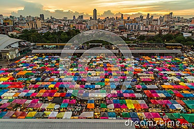 Train Night Market Ratchada (Second-Hand) Editorial Stock Photo