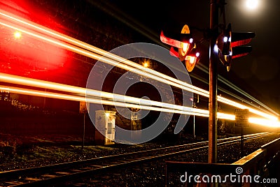 Train at night Stock Photo