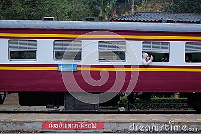 Train passenger at Khun Tan railway station Editorial Stock Photo