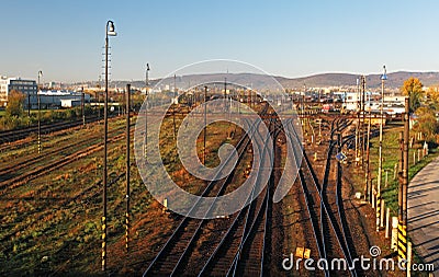 Train railroad at day Stock Photo