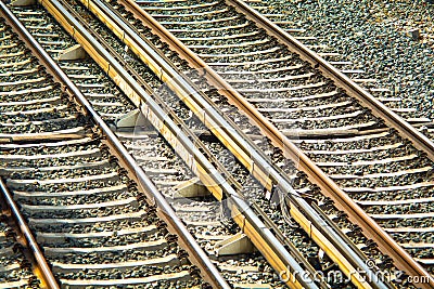 Train rails Stock Photo