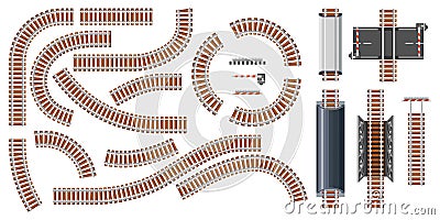 Train railway constructor rails and railway tracks Vector Illustration