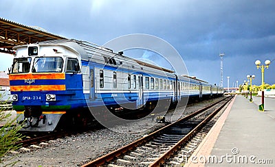 Train at the railway station, Gomel, Belarus Editorial Stock Photo
