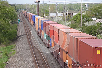 Train of Shiping Containers Stock Photo