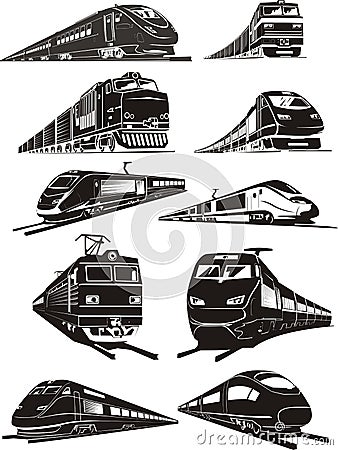 train silhouettes Vector Illustration