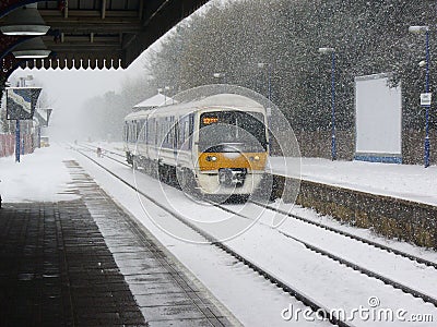 Train snow Stock Photo