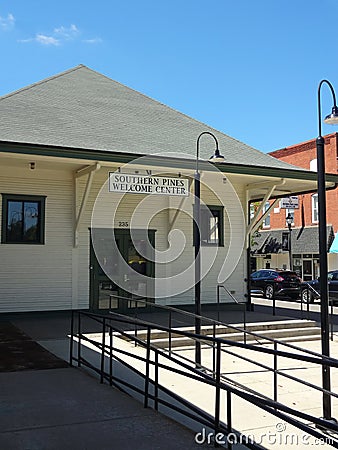 Train Station in downtown Southern Pines, NC Editorial Stock Photo
