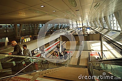 Train station in Frankfurt Airport Editorial Stock Photo