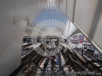 Train Station in Liege-Guillemins Editorial Stock Photo