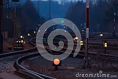 Train station at night Stock Photo