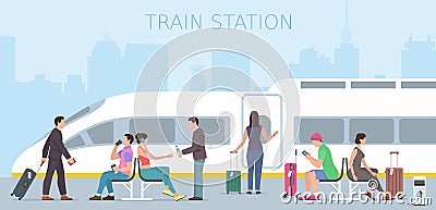 Train station Vector Illustration